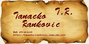 Tanacko Ranković vizit kartica